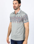 Mens Modern Fit Stretch Cotton Polo with Aztec Print