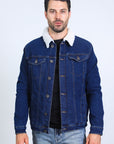 Mens Sherpa Lined Denim Jacket - Indigo