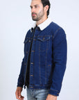 Mens Sherpa Lined Denim Jacket - Indigo