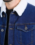 Mens Sherpa Lined Denim Jacket - Indigo