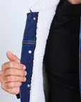 Mens Sherpa Lined Denim Jacket - Indigo