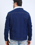 Mens Sherpa Lined Denim Jacket - Indigo