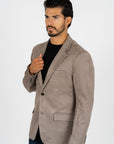 Men's Double Button Mink Faux-Suede Blazer