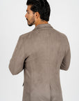Men's Double Button Mink Faux-Suede Blazer
