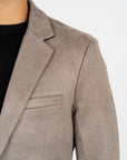Men's Double Button Mink Faux-Suede Blazer