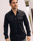 Men's Modern Fit Solid Black Dress Shirt