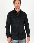 Men's Modern Fit Solid Black Dress Shirt