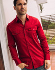 Men's Modern Fit Solid Red Dress Shirt