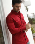 Men's Modern Fit Solid Red Dress Shirt