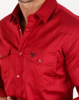Men's Modern Fit Solid Red Dress Shirt
