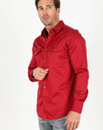 Men's Modern Fit Solid Red Dress Shirt