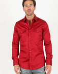 Men's Modern Fit Solid Red Dress Shirt