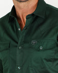 Men's Modern Fit Solid Green Dress Shirt
