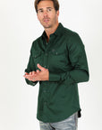 Men's Modern Fit Solid Green Dress Shirt