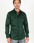 Men's Modern Fit Solid Green Dress Shirt