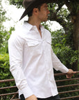 Men's Modern Fit Solid White Dress Shirt