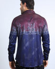 Mens Modern Fit Panoramic Foil Print Shirt - Navy