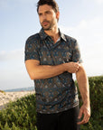 Mens Performance Fabric Modern Fit Stretch Aztec Print Polo