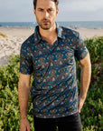 Mens Performance Fabric Modern Fit Stretch Aztec Print Polo
