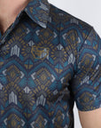Mens Performance Fabric Modern Fit Stretch Aztec Print Polo