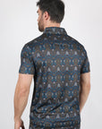 Mens Performance Fabric Modern Fit Stretch Aztec Print Polo