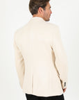 Men's Double Button Off White Faux-Suede Blazer