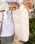 Men's Double Button Off White Faux-Suede Blazer