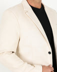 Men's Double Button Off White Faux-Suede Blazer