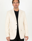 Men's Double Button Off White Faux-Suede Blazer