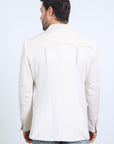 Men's Double Button Faux-Suede Blazer - Off White