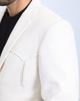 Men's Double Button Faux-Suede Blazer - Off White