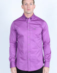 Men’s Single Pocket Logo Modern Fit Stretch Dress Shirt - Mauve