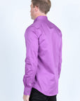 Men’s Single Pocket Logo Modern Fit Stretch Dress Shirt - Mauve