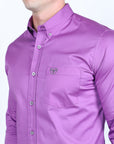 Men’s Single Pocket Logo Modern Fit Stretch Dress Shirt - Mauve
