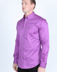 Men’s Single Pocket Logo Modern Fit Stretch Dress Shirt - Mauve