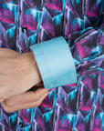 Purple Rings Print Satin Cotton/Spandex Long Sleeve Shirt