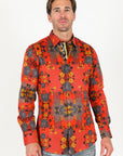 Floral Print Satin Shirt - Red