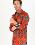 Floral Print Satin Shirt - Red