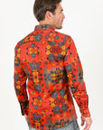 Floral Print Satin Shirt - Red