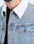 Mens Sherpa Lined Denim Jacket - Tint Blue