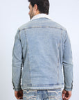 Mens Sherpa Lined Denim Jacket - Tint Blue