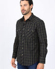 Mens Western Checkered Black Long Sleeve Shirts
