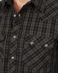Mens Western Checkered Black Long Sleeve Shirts