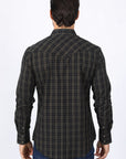 Mens Western Checkered Black Long Sleeve Shirts
