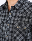 Mens Western Checkered Black Long Sleeve Shirts