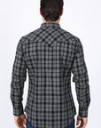 Mens Western Checkered Black Long Sleeve Shirts