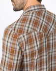 Mens Western Checkered Camel Long Sleeve Shirts