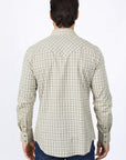 Mens Western Checkered Khaki Long Sleeve Shirts