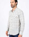 Mens Western Checkered White Long Sleeve Shirts