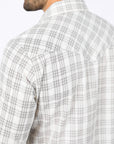Mens Western Checkered White Long Sleeve Shirts